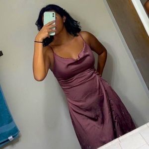 Mauve Solid Cowl Neck Slit Midi Dress,I have it in both a L & M (M is in photos)